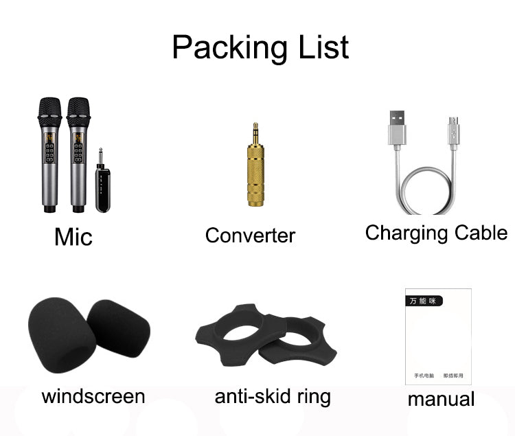Wireless Proffesional Microphone with Echo and Volume Control