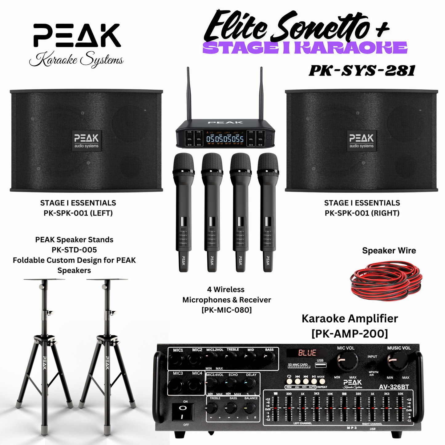 PEAK Karaoke ELITE Sonetto+ STAGE I Karaoke System - 1200W