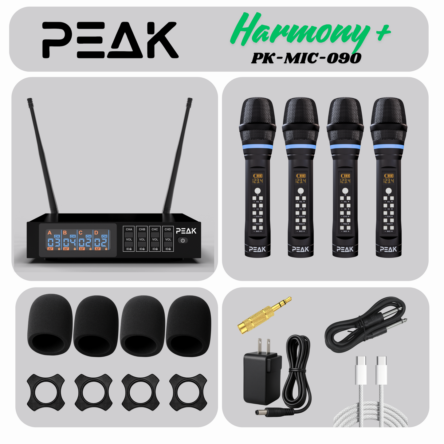 Harmony+ Reference Series | Wireless Microphone Set of 4 with Stage-Grade Controls