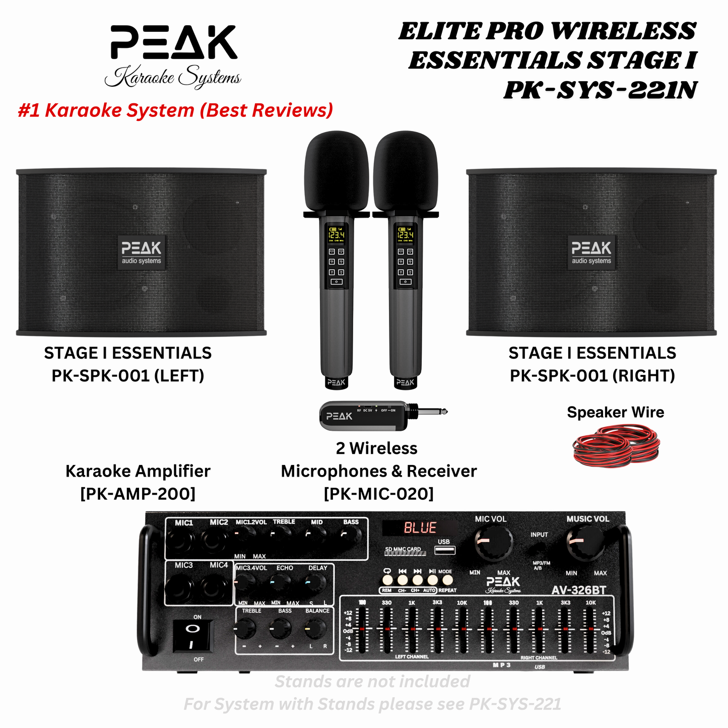 ELITE PRO STAGE I (No Stands) - Bluetooth Karaoke System- 1200W