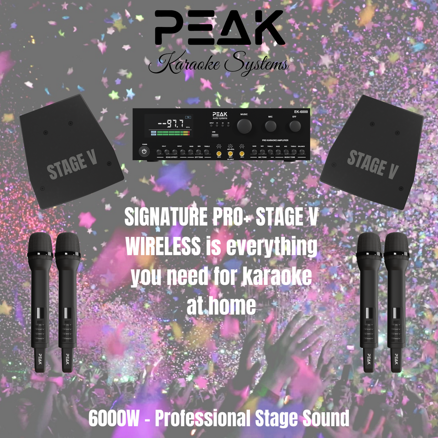 PEAK Karaoke SIGNATURE PRO+ MAMMOTH STAGE V System -6000W