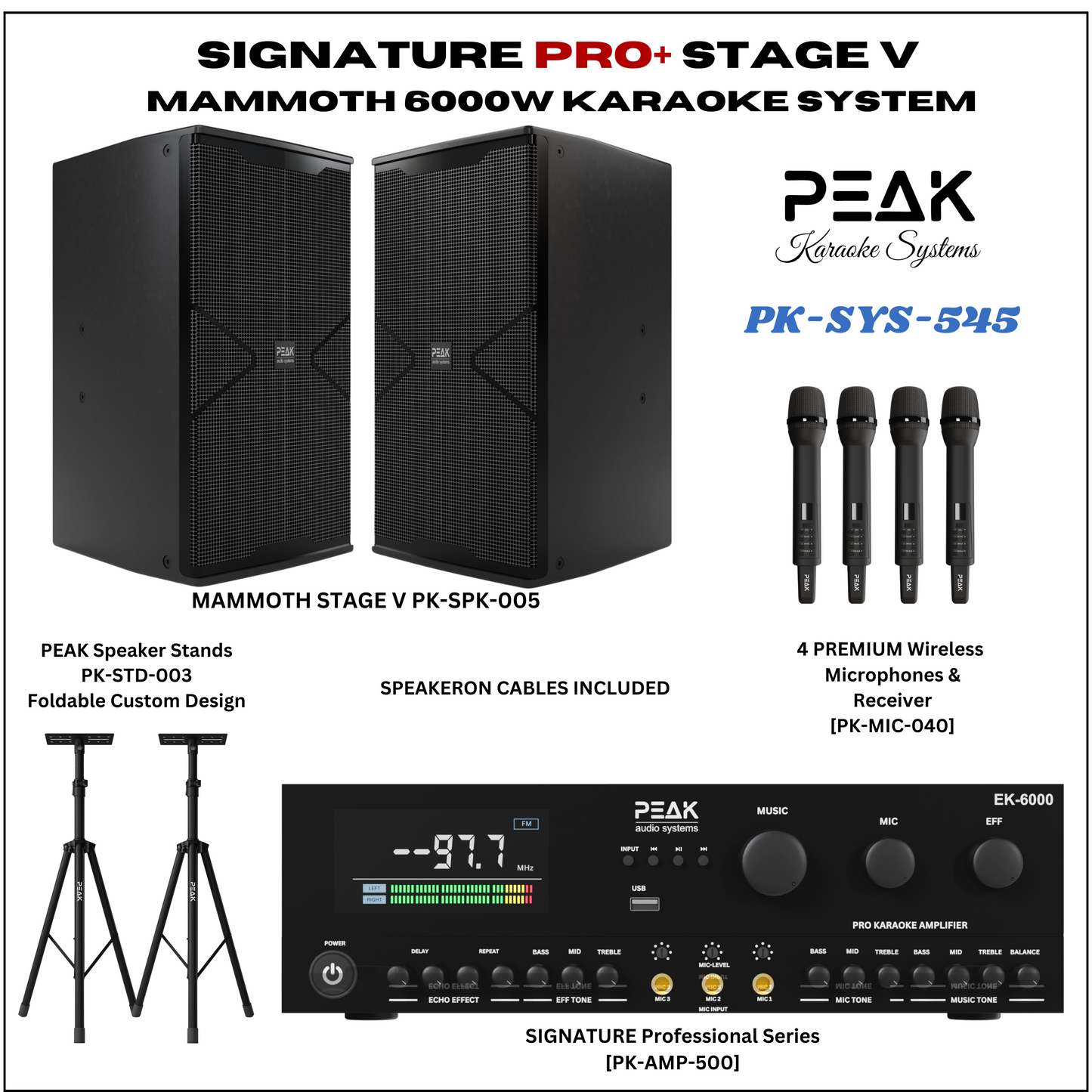 PEAK Karaoke SIGNATURE PRO+ MAMMOTH STAGE V System -6000W