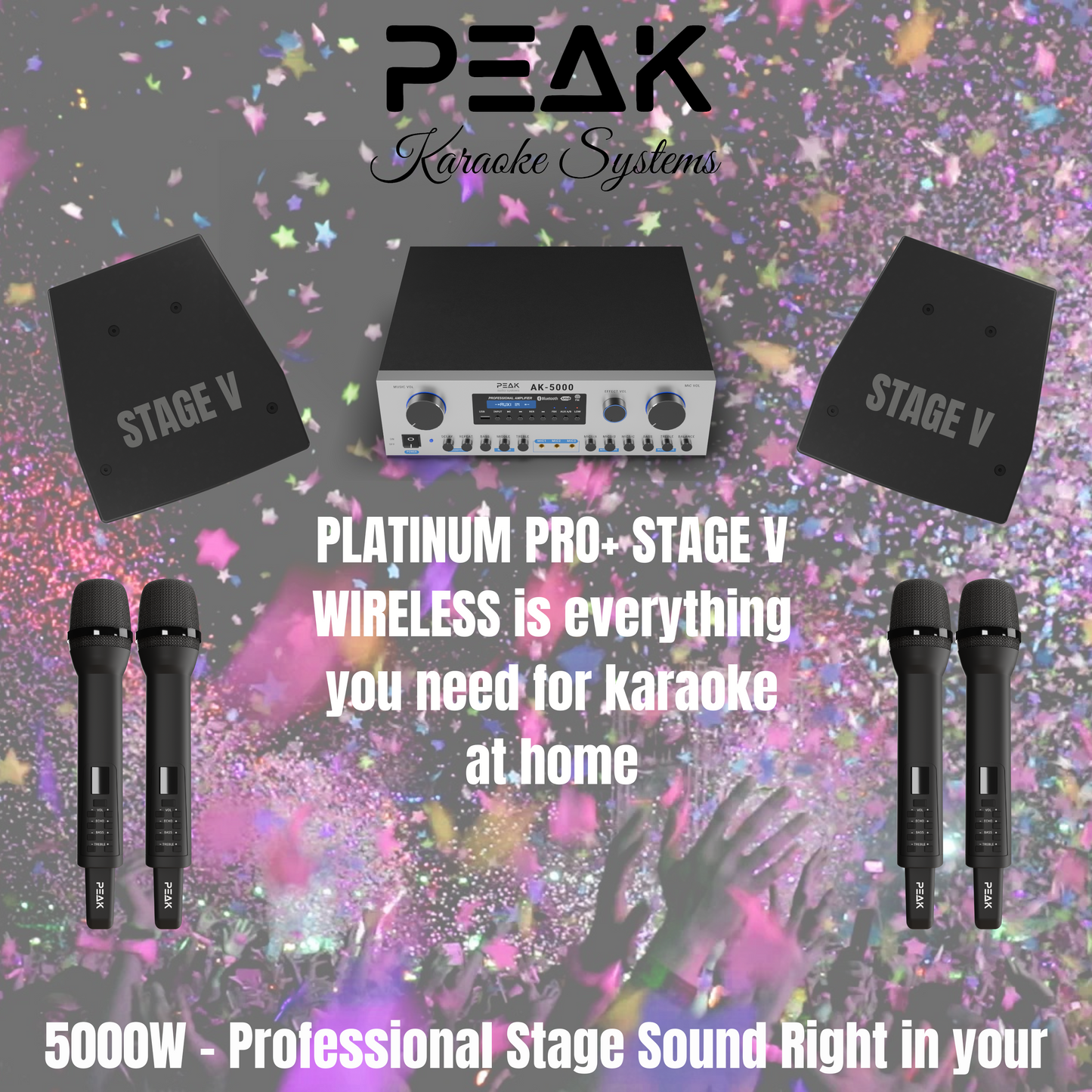 PEAK Karaoke PLATINUM PRO+ MAMMOTH STAGE V System -5000W