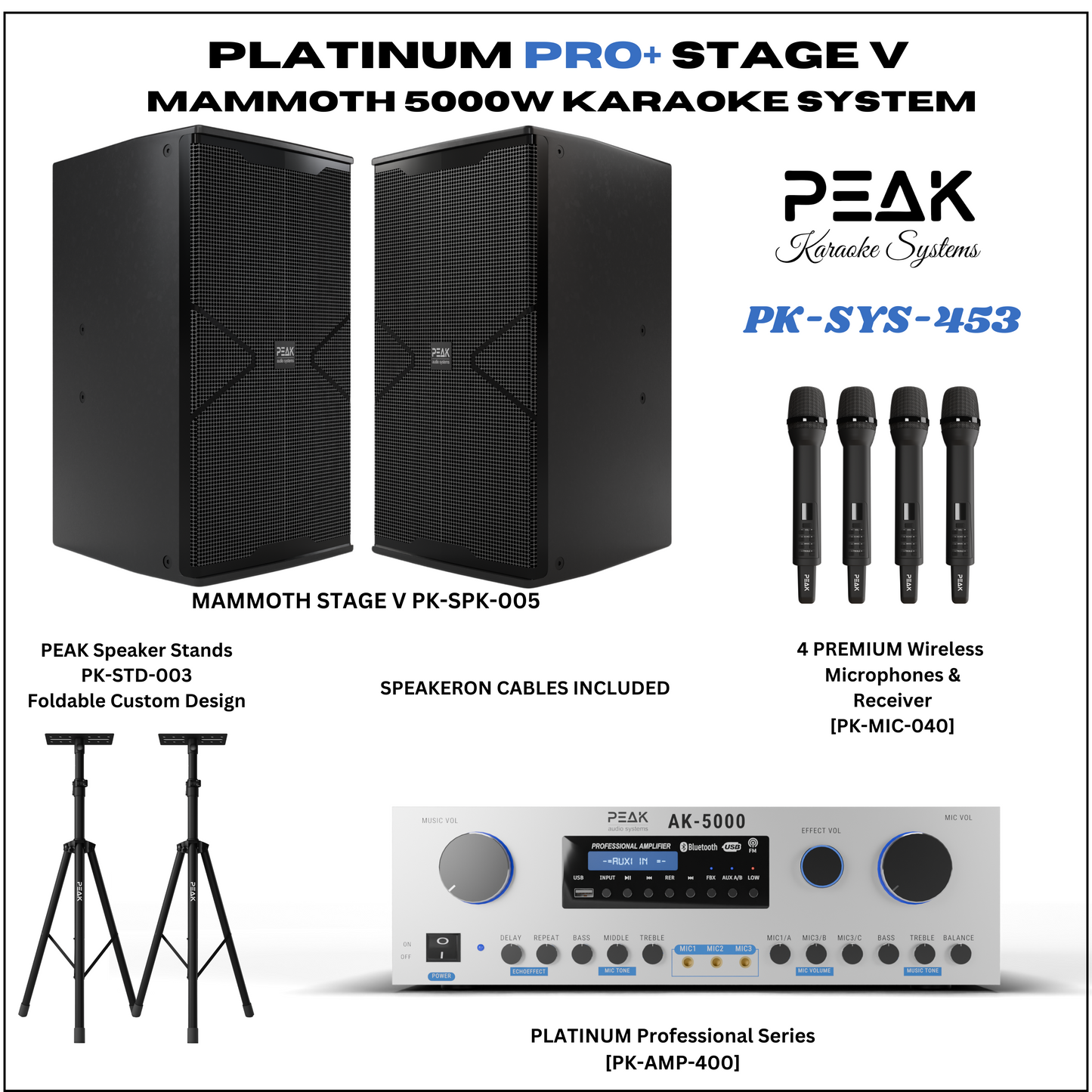 PEAK Karaoke PLATINUM PRO+ MAMMOTH STAGE V System -5000W
