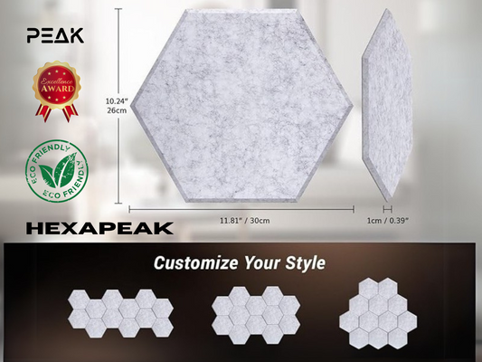 HexaPEAK Acoustic Insulation designed for Karaoke (Grey, 8 panels)