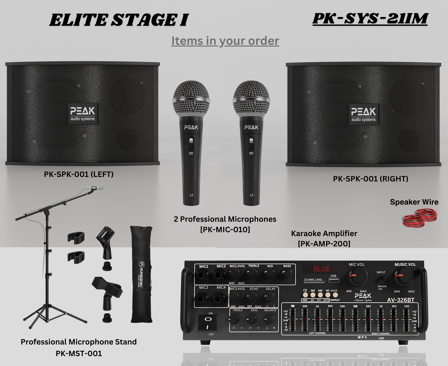 ELITE Stage I - Bluetooth Karaoke System - 1200W (WIRED MICS)