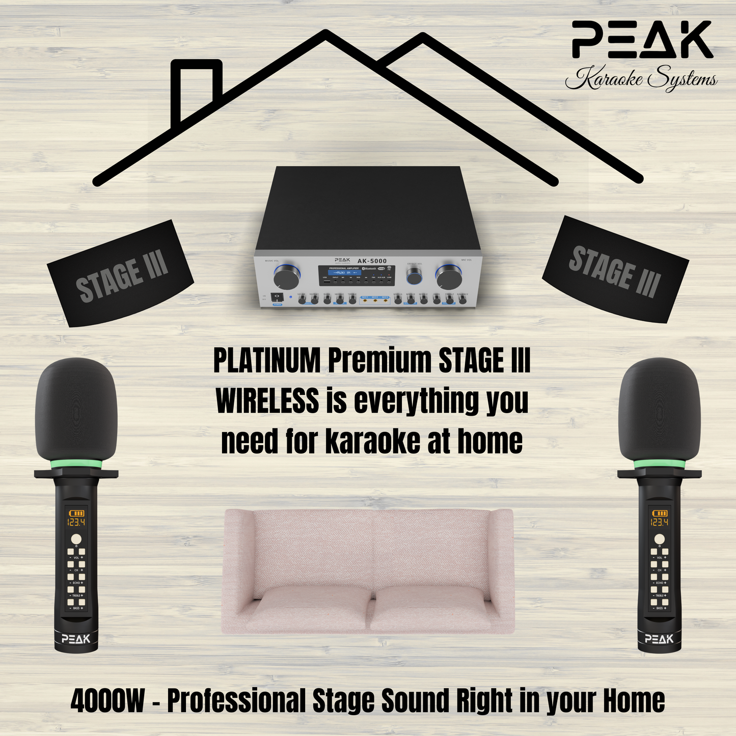 PEAK Karaoke PLATINUM PREMIUM PRESTIGE STAGE III System -4000W