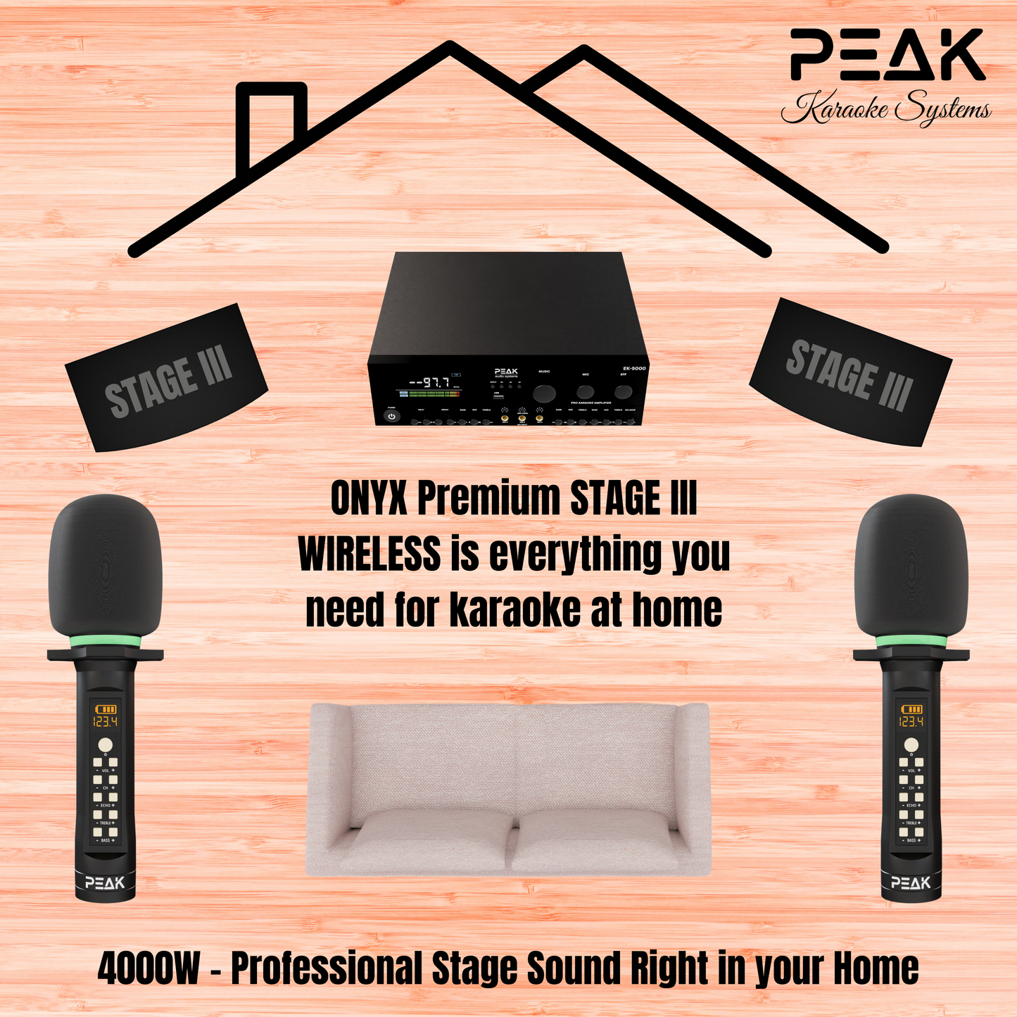 PEAK Karaoke ONYX PREMIUM PRESTIGE STAGE III System -4000W