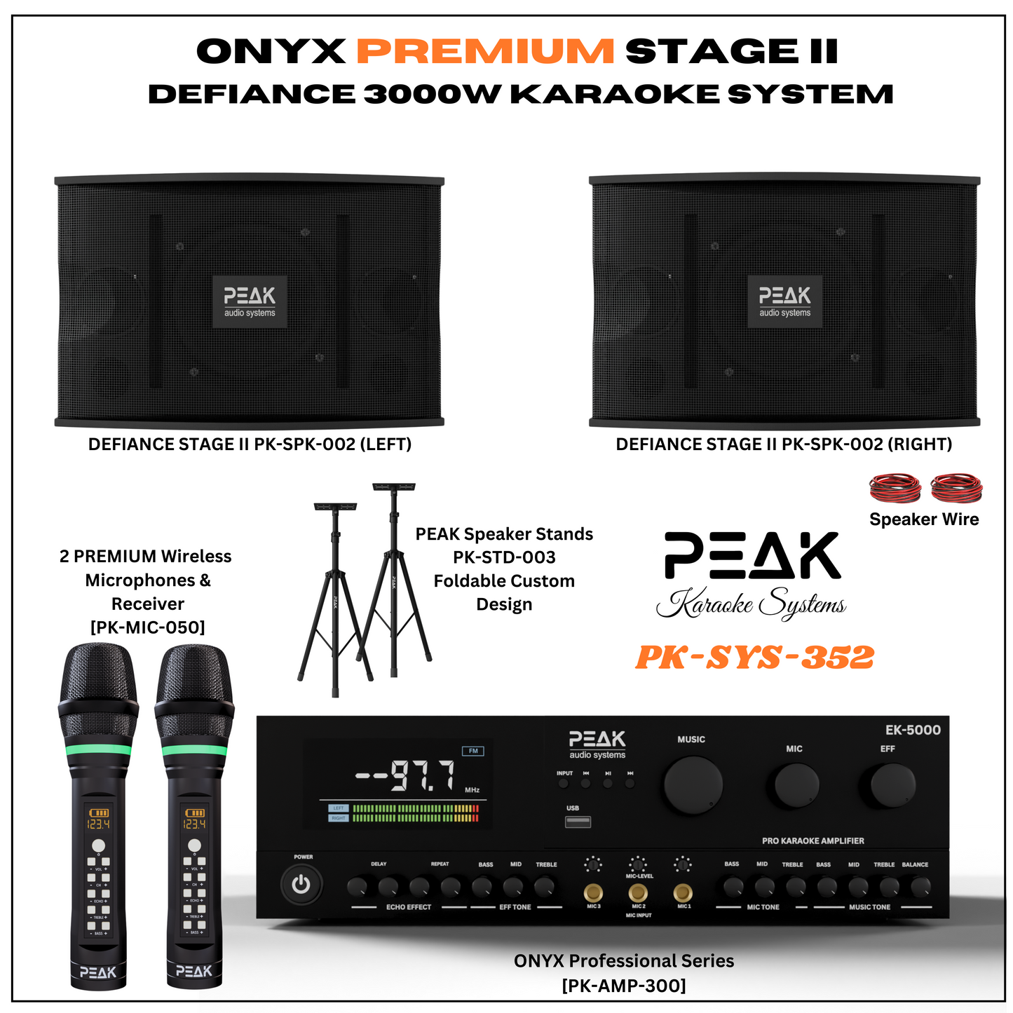 PEAK Karaoke ONYX PREMIUM STAGE II WIRELESS System -3000W