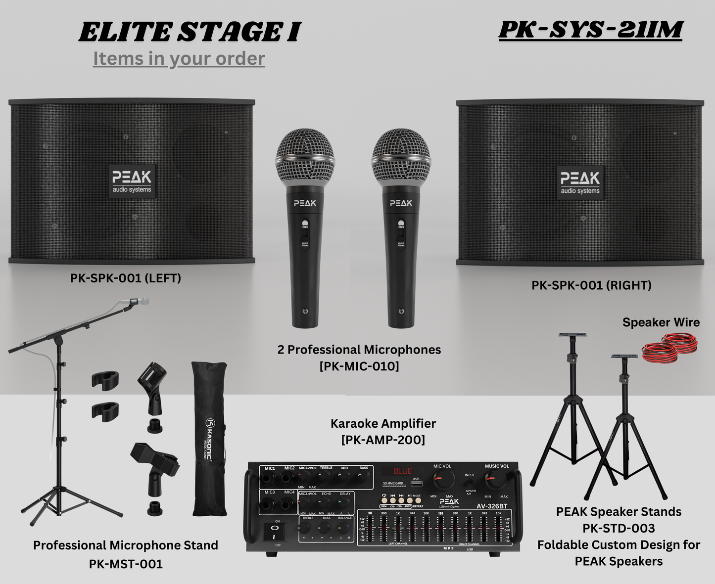 ELITE Stage I - Bluetooth Karaoke System - 1200W (WIRED MICS)