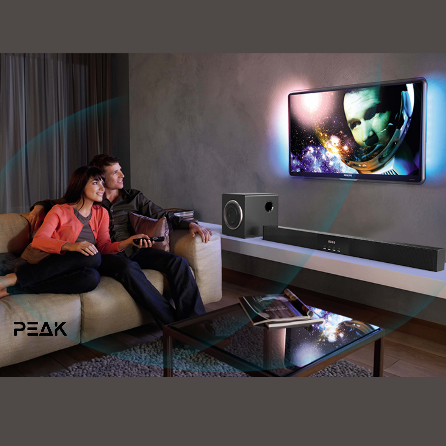 KARABAR Soundbar with Subwoofer and 2 Wireless Mic set
