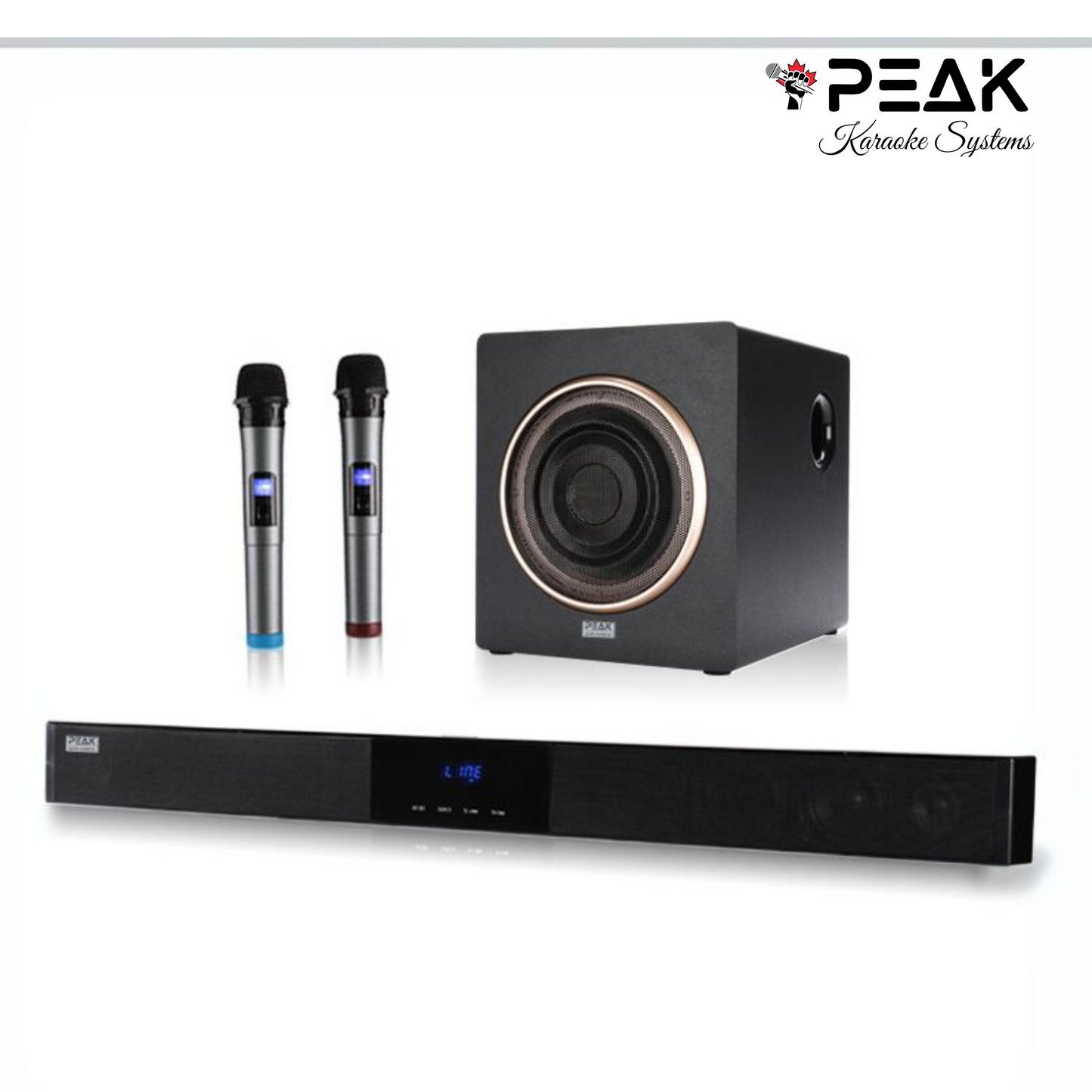 KARABAR Soundbar with Subwoofer and 2 Wireless Mic set