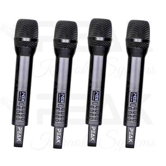 4 Set Wireless PREMIUM Microphone with Volume, Echo, Treble, Bass Control