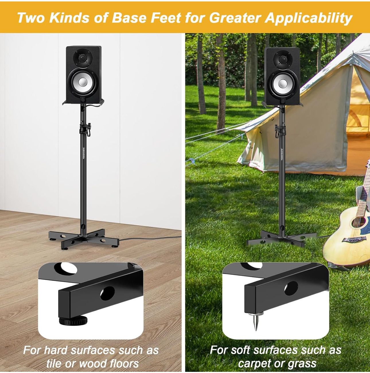 Vondynote Studio Monitor Stands Adjustable Height with Cable Management