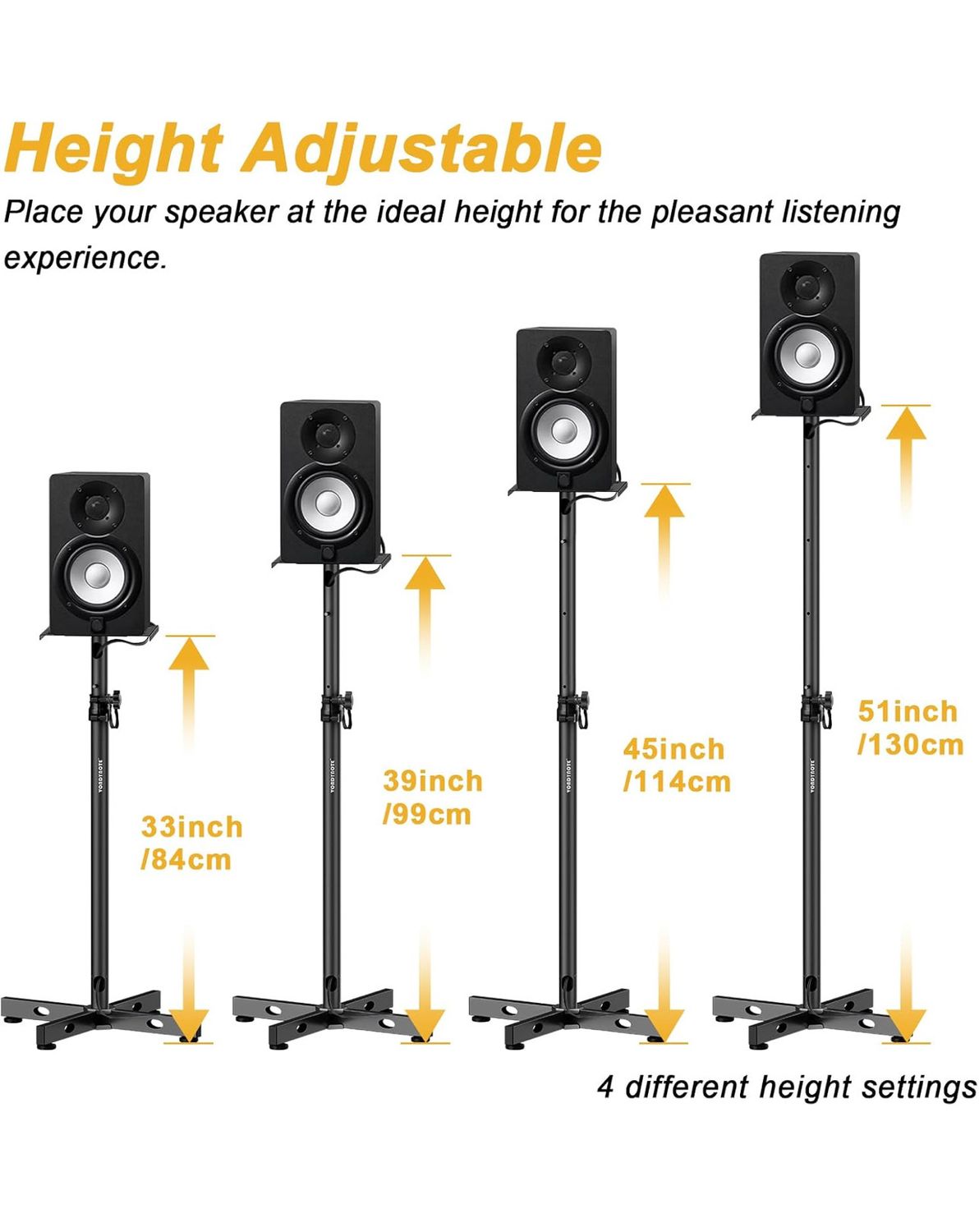 Vondynote Studio Monitor Stands Adjustable Height with Cable Management