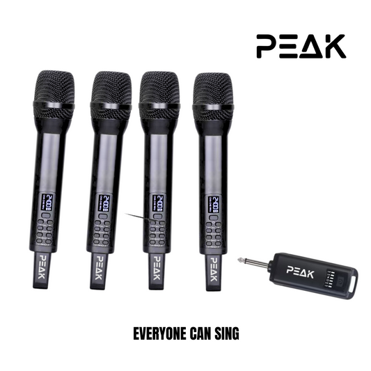 4 Set Wireless PREMIUM Microphone with Volume, Echo, Treble, Bass Control