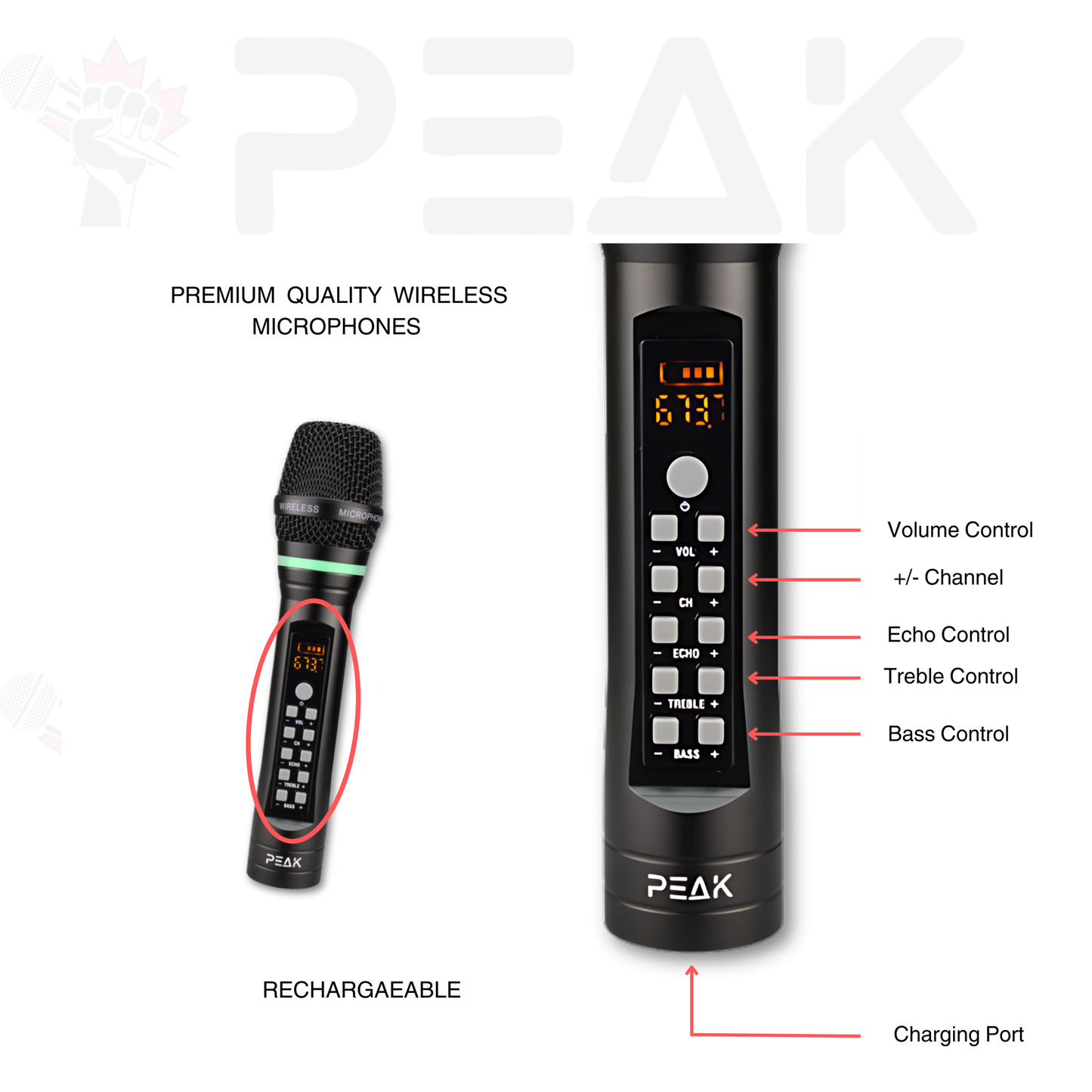 PEAK ONYX Karaoke Bluetooth System w/ 4 PREMIUM Microphones - 5000W
