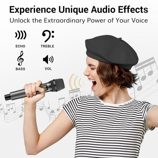 Wireless SONIC Microphone with volume, echo, treble, bass