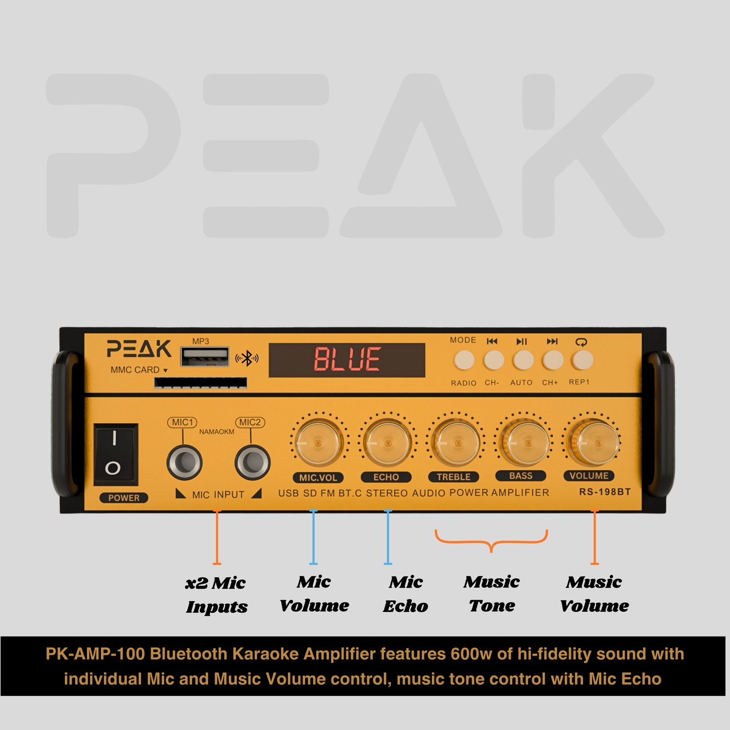 GOLD SERIES Bluetooth Karaoke Power Amplifier - 600W
