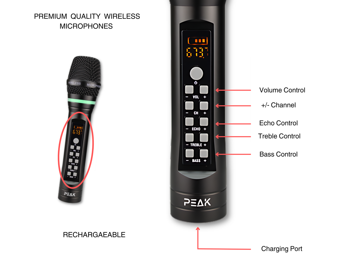Wireless PREMIUM Microphone with Echo and Volume Control