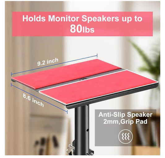 PEAK Studio Monitor Speaker Stands, Dual Tripod Stand, Universal, Adjustable from 31" to 51"