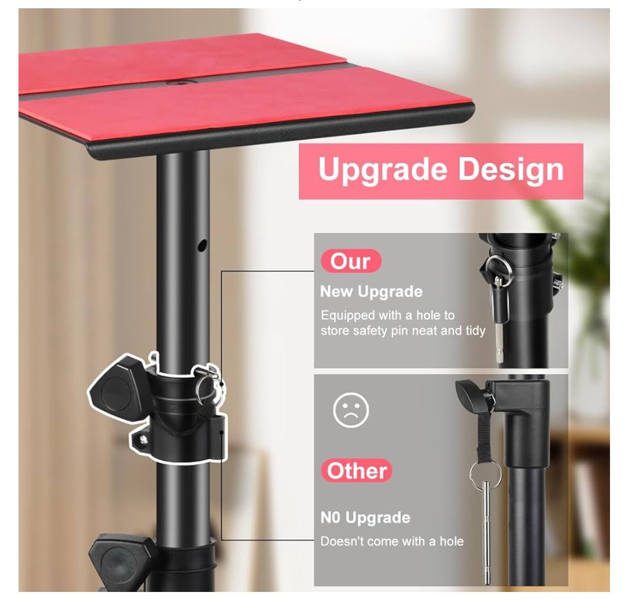 PEAK Studio Monitor Speaker Stands, Dual Tripod Stand, Universal, Adjustable from 31" to 51"