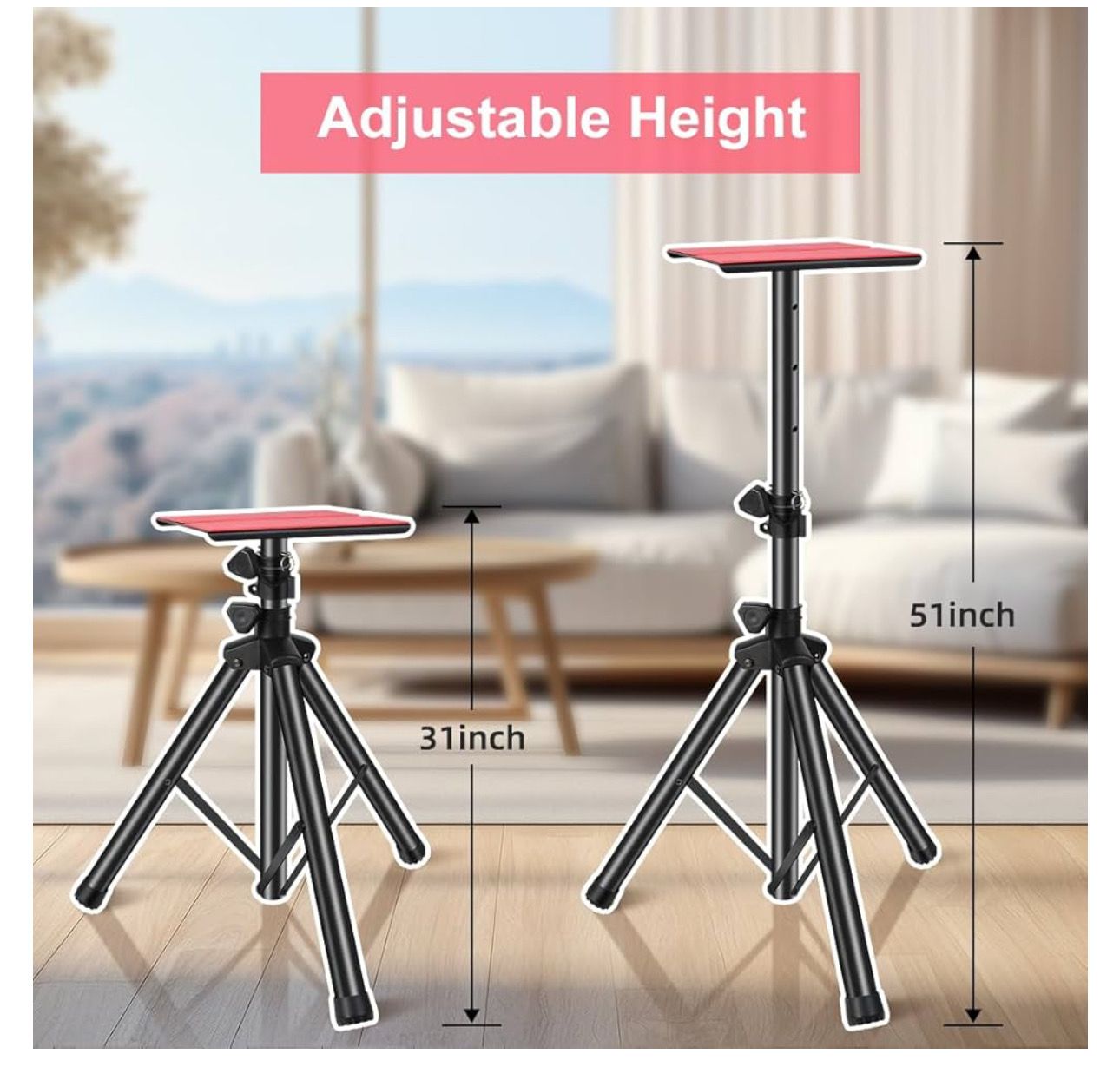 PEAK Studio Monitor Speaker Stands, Dual Tripod Stand, Universal, Adjustable from 31" to 51"