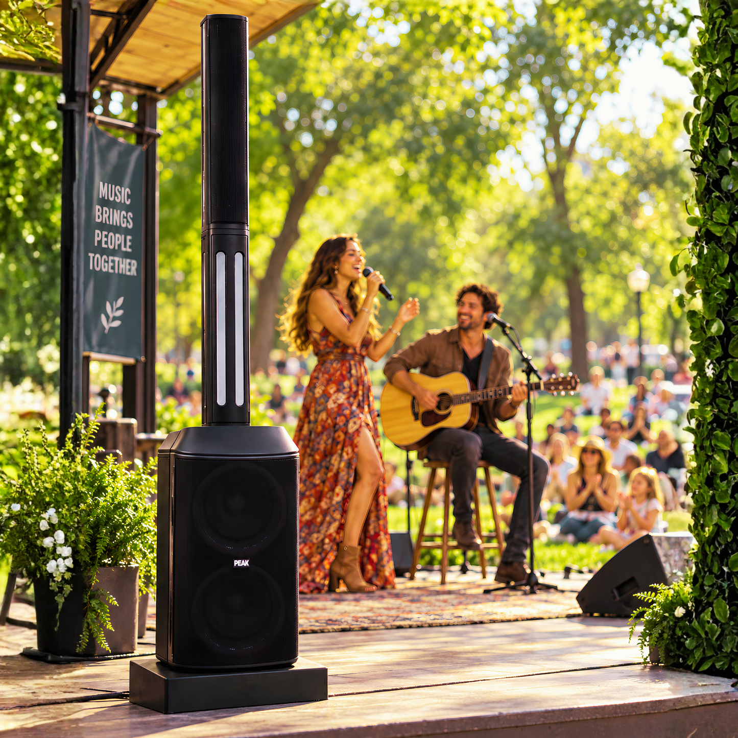 Professional All-In-One Infinity Speaker with 2 Wireless Microphones