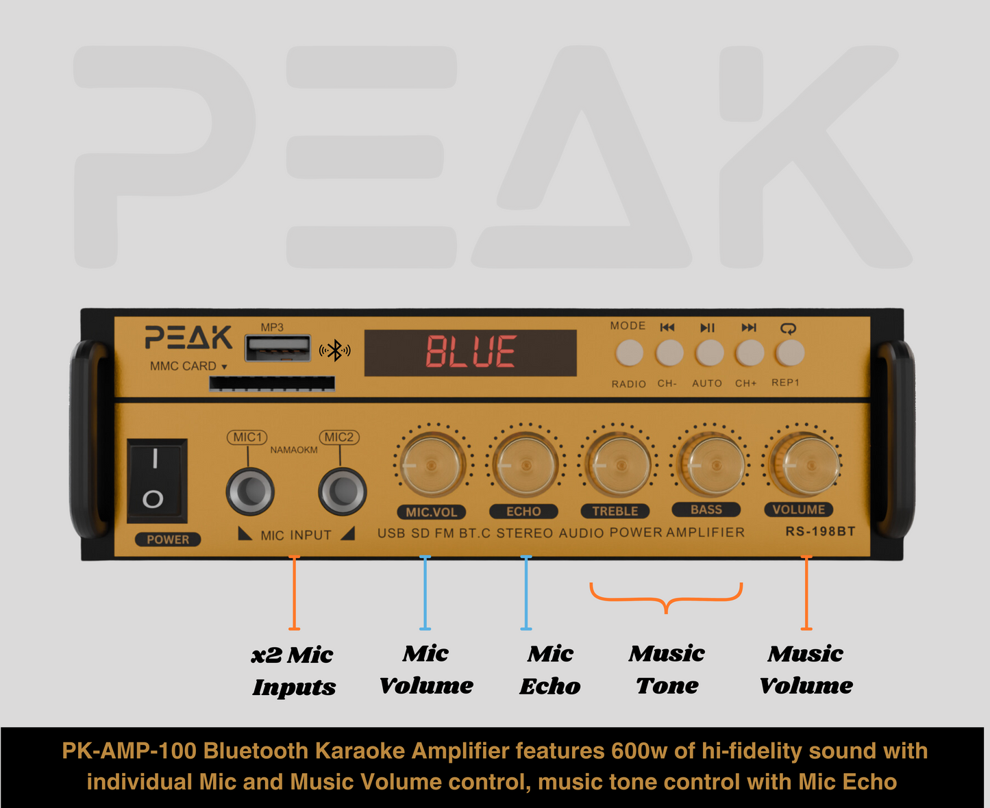 GOLD MAX+ Stage I - Bluetooth Karaoke System -600W