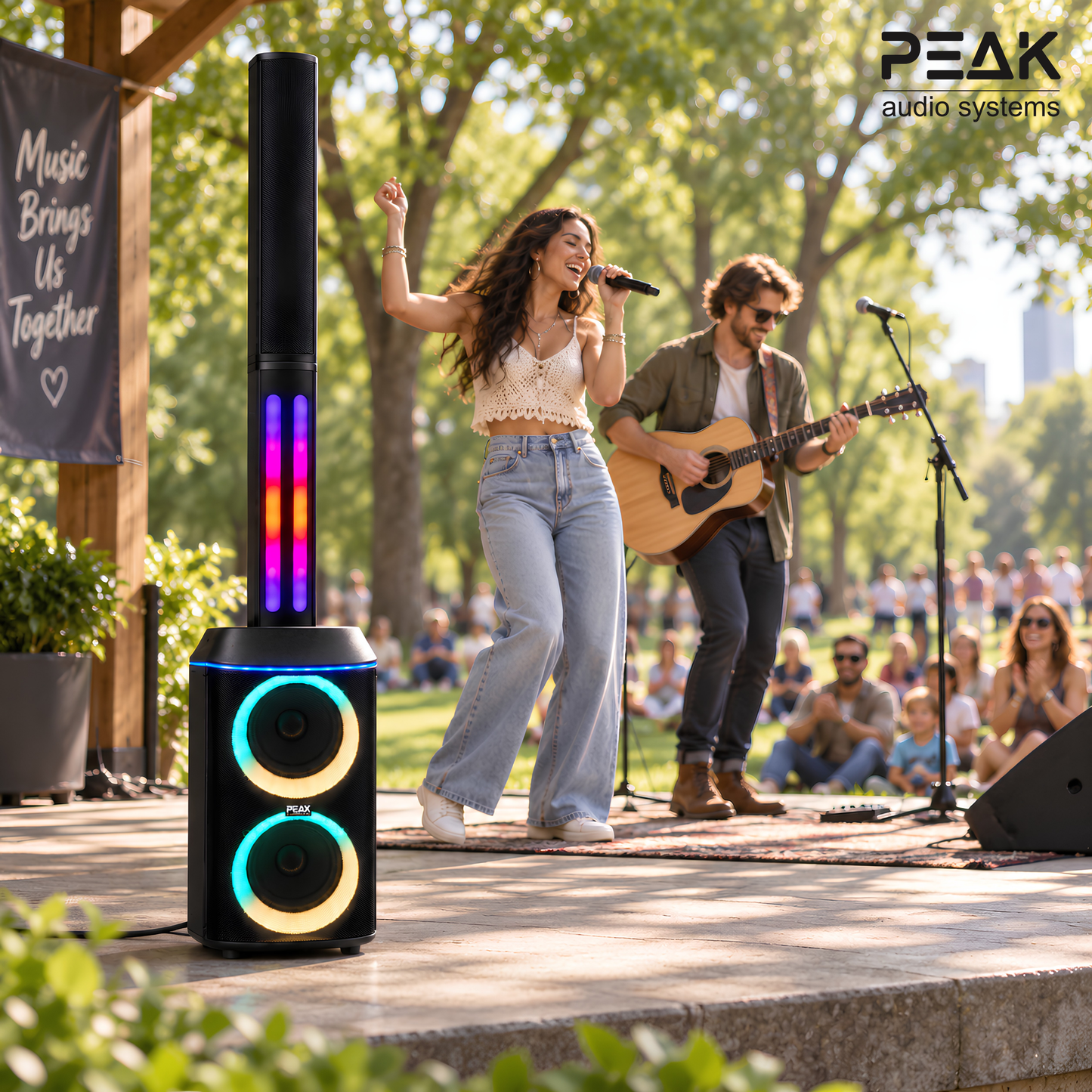 Professional All-In-One Infinity Speaker with 2 Wireless Microphones