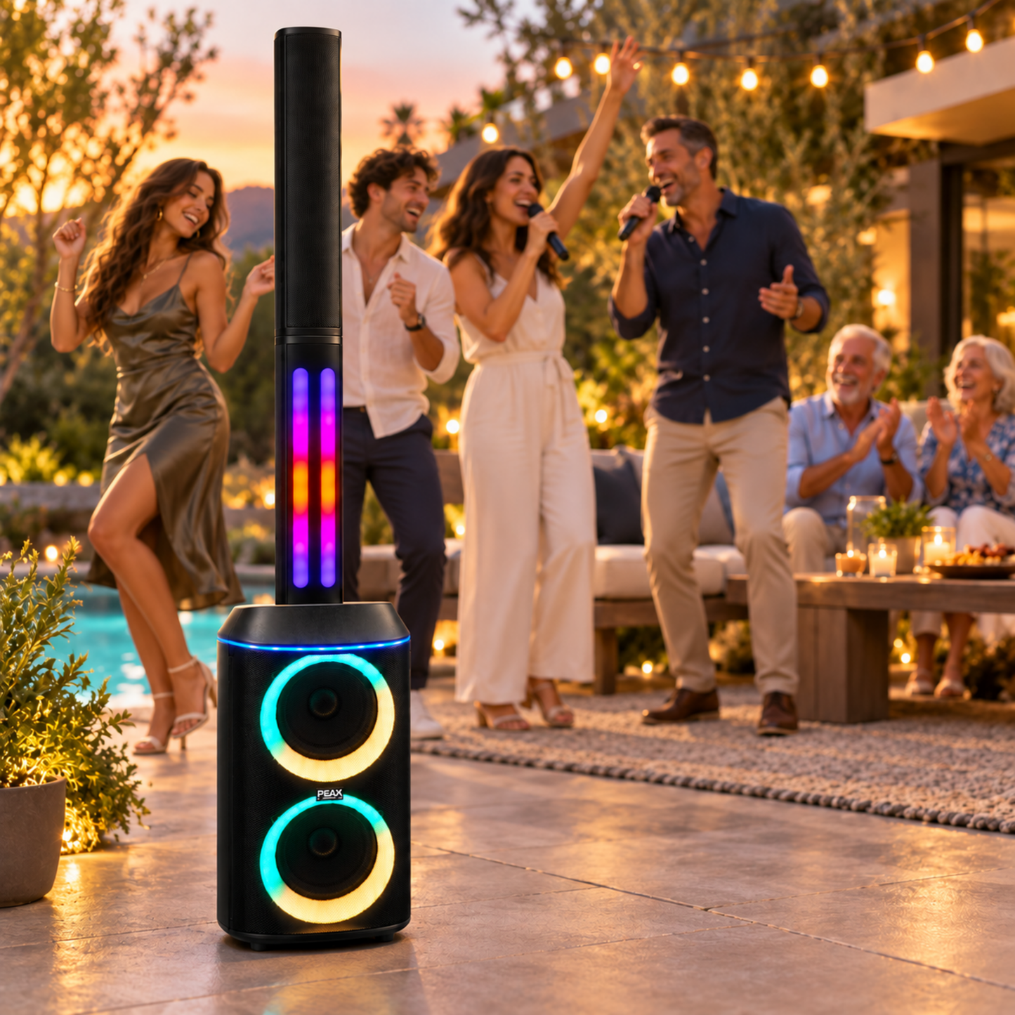 Professional All-In-One Infinity Speaker with 2 Wireless Microphones