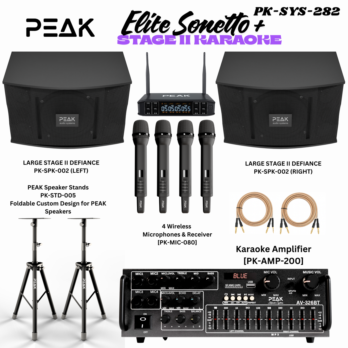 Peak Karaoke ELITE Sonetto+ STAGE II 10" DEFIANCE complete package - 2000W