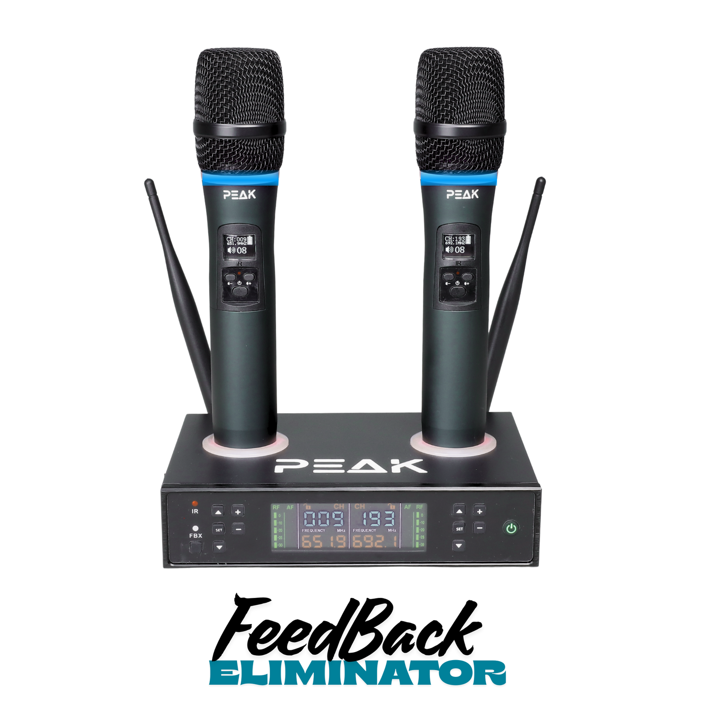 PartyHub Series Wireless Microphones – Professional 2-Mic Performance System with FBX Feedback Eliminator
