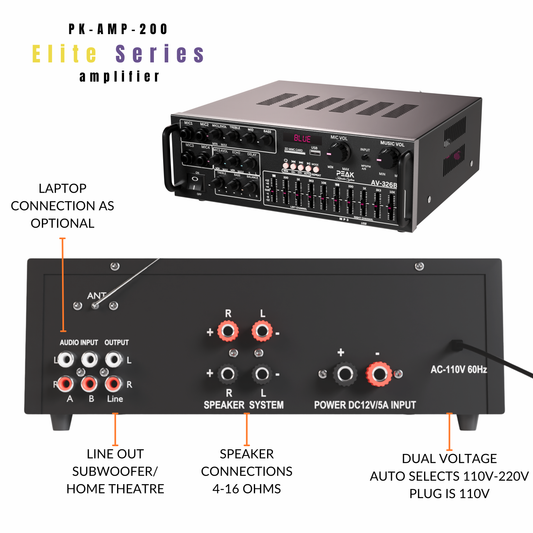 ELITE SERIES Bluetooth Karaoke Power Amplifier - 1200W