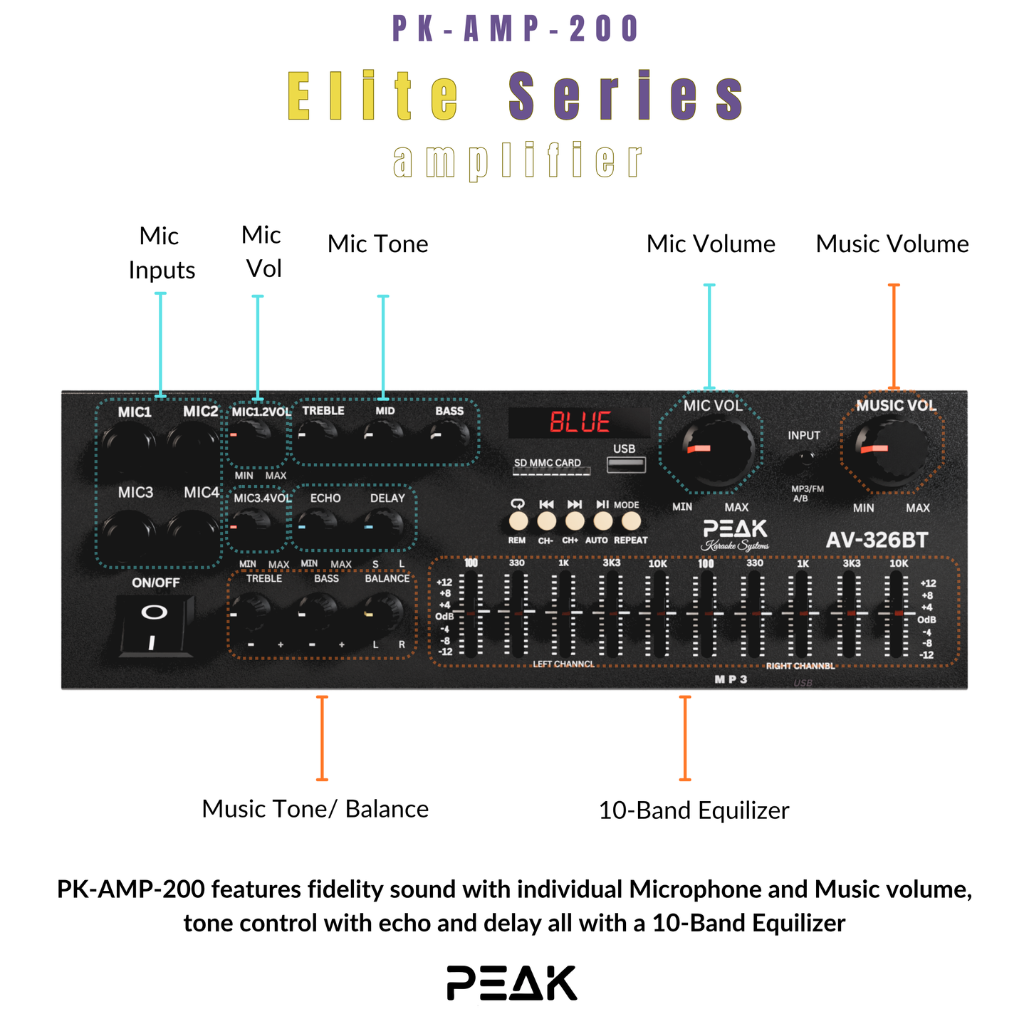 PEAK Karaoke ELITE Harmony+ ESSENTIALS STAGE I Karaoke System - 1200W