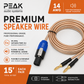 Peak Audio SPEAKON 14 AWG Premium Speaker Cable (Pair, each 15 ft long)